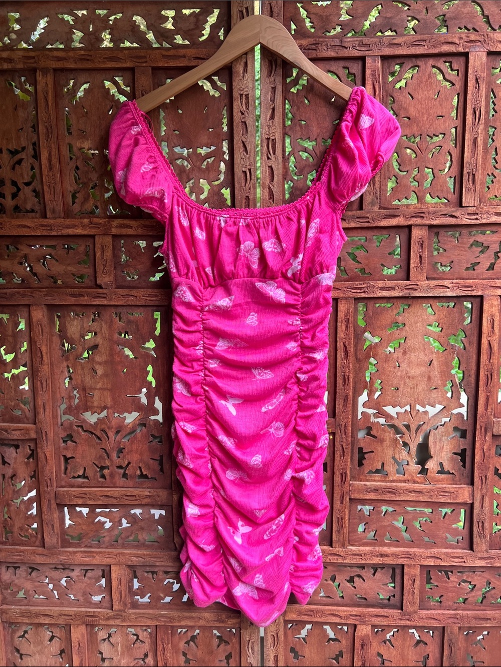 Urban Outfitters Hot Pink Butterfly Mini Dress